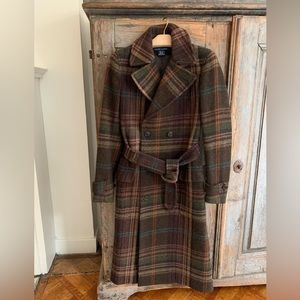 Ralph Lauren Dark Brown Plaid Double Breasted Coat